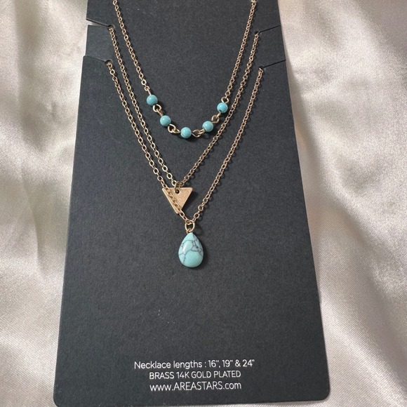 Area Stars Jewelry - NEW Area Stars Multi Layer Necklaces Turquoise ETC Layering Gold tone,NWT